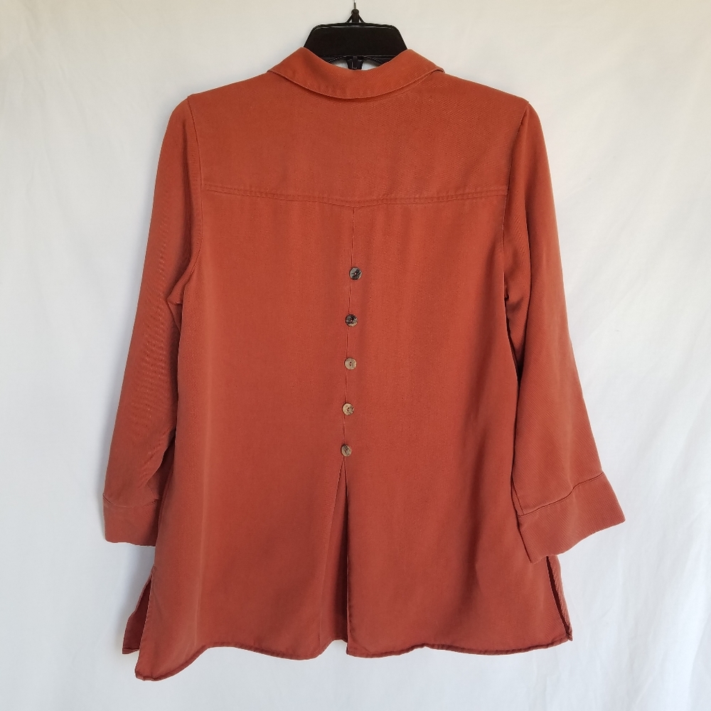 Rust Orange Button Up Tunic Blouse - image 7